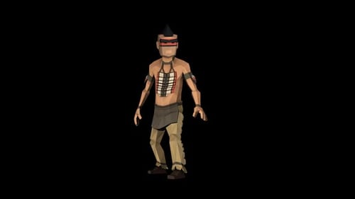 Low Poly Native American Character Idle Animation Loop