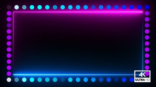 Abstract Neon Glowing Frame Border with Pulsing Lights