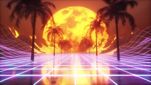 Voler dans le style rétro futuriste hyperspace 80s