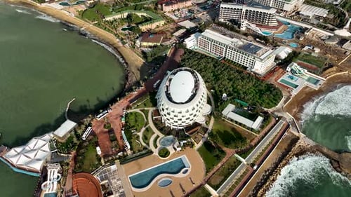 Trendy Modern Hotel Aerial view 4 K Turkey Alanya