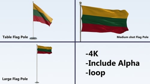 Waving Lithuania Flag Loop with Alpha Channel
