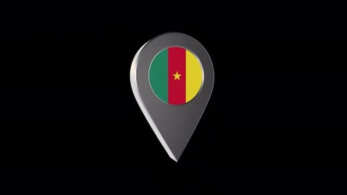 Cameroon Flag 3D Location Pin Animation