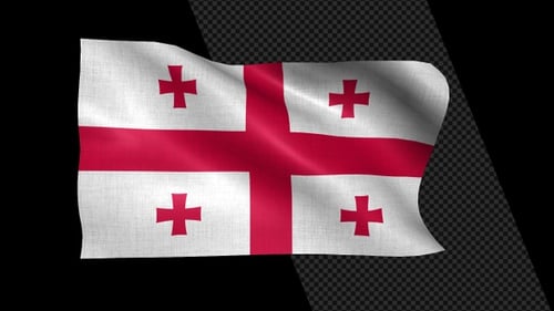 Waving Flag of Georgia with Realistic Fabric Texture