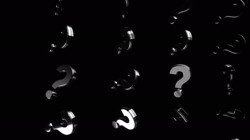 Monochrome chaotic question signs flowing from one corner to another