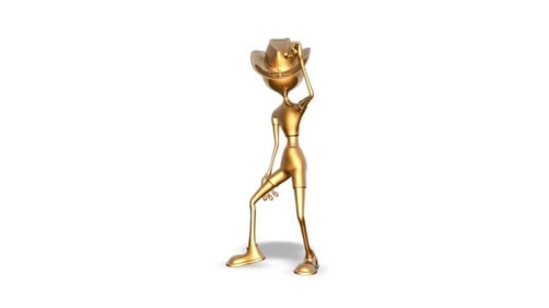Dança 3D Gold Man em loop em branco