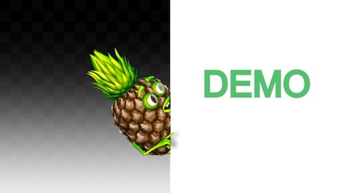Playful 3D Pineapple Character Peeking and Expressing Emotions