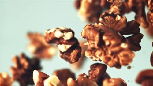 Peeled Walnuts Rise Up and Fall