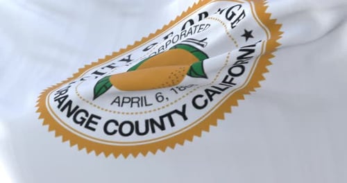 City of Orange County California Seal Flag Waving Animation