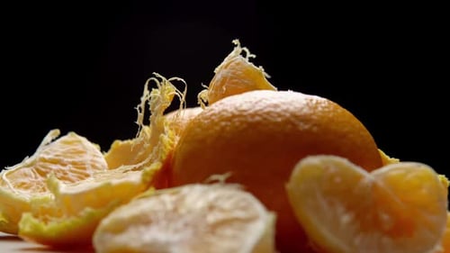 Juicy Tangerines and Segments Macro Close-Up