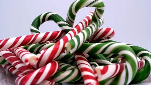 Christmas Candy Canes Pile Close Up