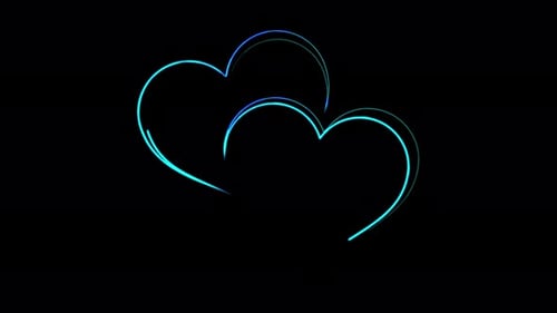 Neon Glowing Hearts Line Art Loop Animation