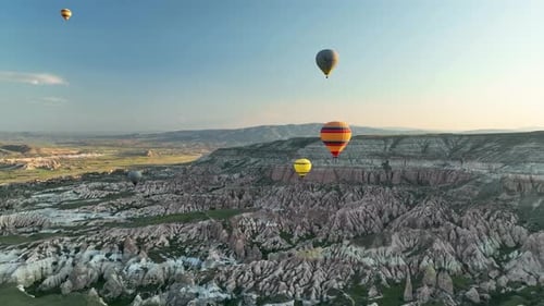 Aerial view Hot air baloons in Turkey 4 K