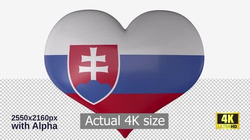 Slovakia Flag Heart Rotating 3D Animation