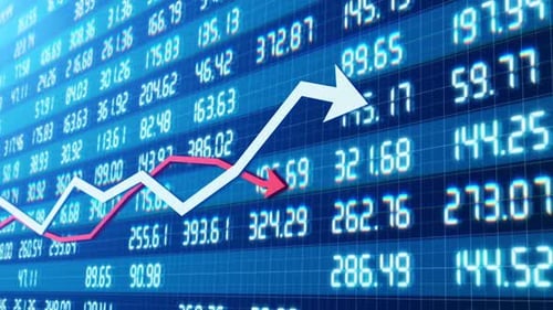 Financial 3d Chart with Indexes of Securities and Bonds with Two Economic Curves