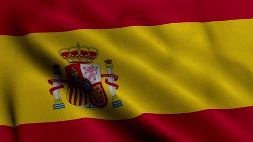 Waving Flag of Spain with Realistic Fabric Texture