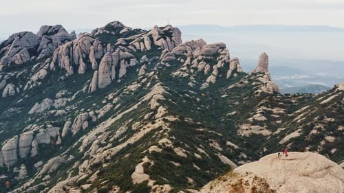 Aerial View of Montserrat Mountain Range in Barcelona Catalonia Spain