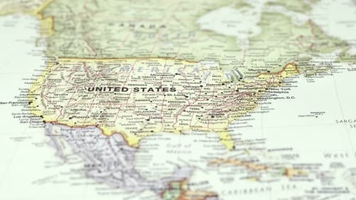 Panning shot of a United States Map