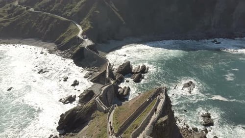 Coastal Staircase to Island Destination from Above