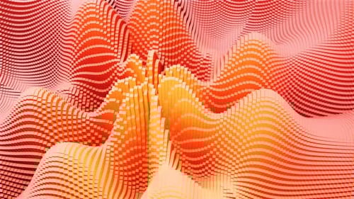 Abstract Animation of Pink Pixel Waves