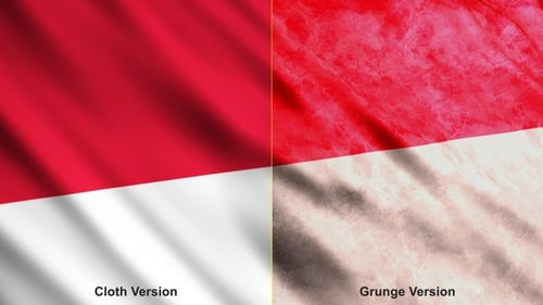 Monaco Indonesia Flag Waving Animation Smooth and Grunge Versions