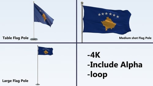 Kosovo Flag Pack 4k-Loop