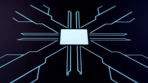 Finger Touches Futuristic Screen With Digital Lines