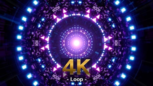 Flickering Neon Lamp Mechanical Tunnel VJ Effect