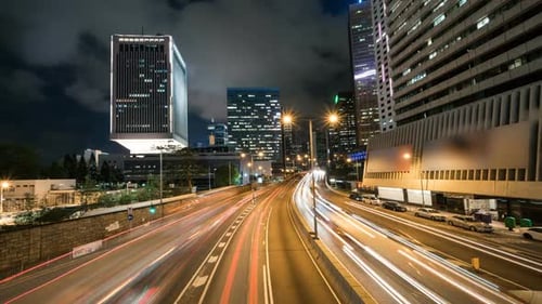 Urban Traffic Time-Lapse at Night