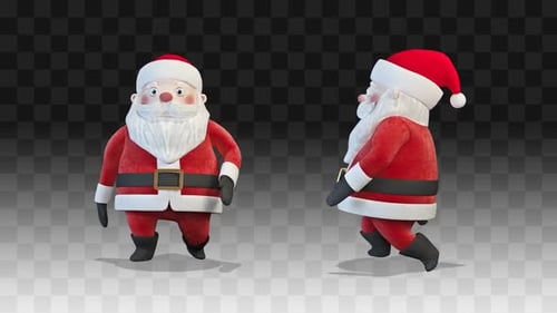 Animated 3D Santa Claus Characters Walking for Christmas