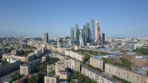 Moscow City Skyscrapers, Aerial View. Office Business Center of Moscow City. Towers of Moscow City