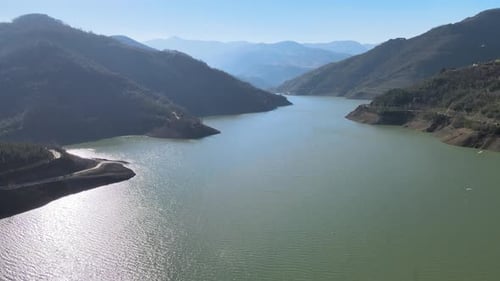 Lake and Mountain Lake and Mountains Seen From Aerial Drone