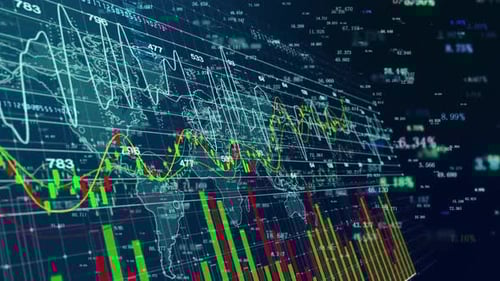 Gráfico de análisis e investigación de la tendencia bursátil de macrodatos en la industria financiera y de valores