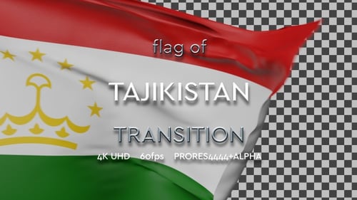 Tajikistan Flag Realistic Waving Loop Animation