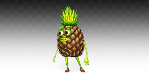 Animated 3D Cartoon Pineapple Character Dancing and Talking