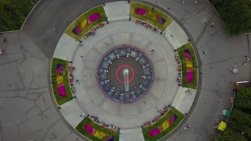 Fountain Clock on Lenin Square in the City of Ufa
