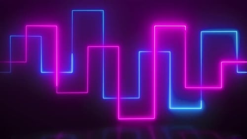 Abstract Geometric Glowing Neon Shape Lines