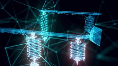 Ceiling Rail System Hologram Close Up 4k