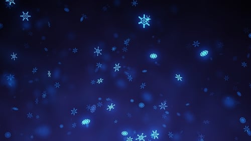 Abstract Blue Snowflakes Falling Motion Background Loop