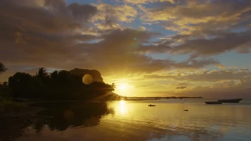Paradise Rocky Tropical Island at Sunset Time Lapse