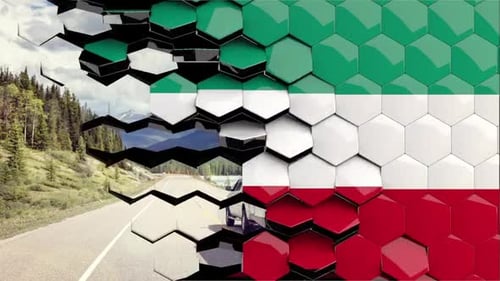 Kuwait Flag Hexagonal Tiles Transition Reveal