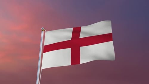 Animated England Flag Waving Seamlessly with Realistic Fabric Movement