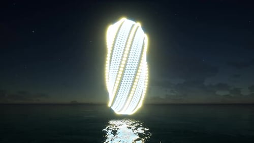 Futuristische Neonstruktur im 3D-Stil, Architektur, Gebäudedaten, Neonringtechnologie