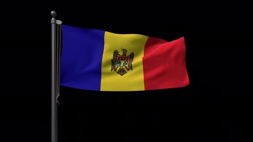 Seamless Waving Moldova National Flag on Flagpole
