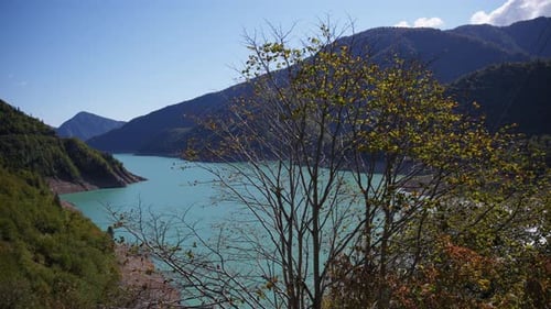 Enguri lake in the Caucasus Mountains