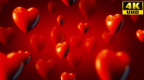 Animated Glossy 3D Hearts Loop Background in Multiple Colors
