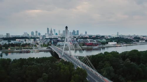 Aerial Panoramic Drone Shot of Warsaw City Cityscape