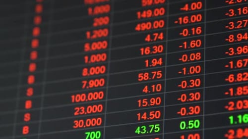 Stock market price board in economic crisis.