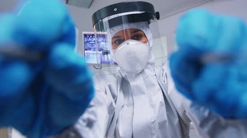 Medical Worker in Protective Gear Ready to Work