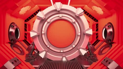 Futuristic Sci-Fi Tunnel Portal Animation with Rotating Gears