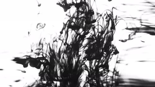 Abstract Black Ink Blooming on White Background